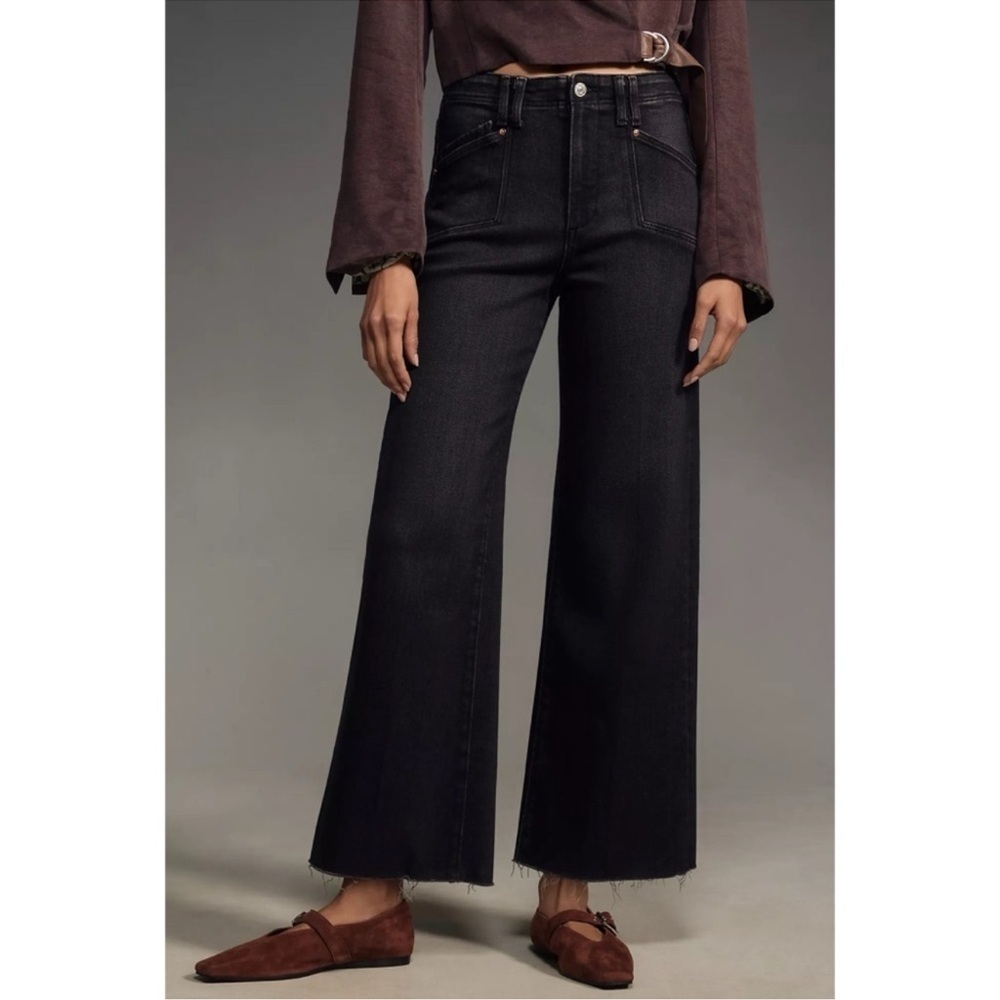 NWT PAIGE Anessa Wide-Leg Ankle Jeans in Black Jasper 29